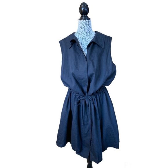 OSKA Jackets & Blazers - OSKA Linen Blend Long Line Drawstring Sleeveless Vest Dress Black Size L/XL